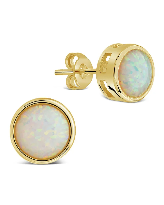 Paxe Opal Circle Stud Earrings