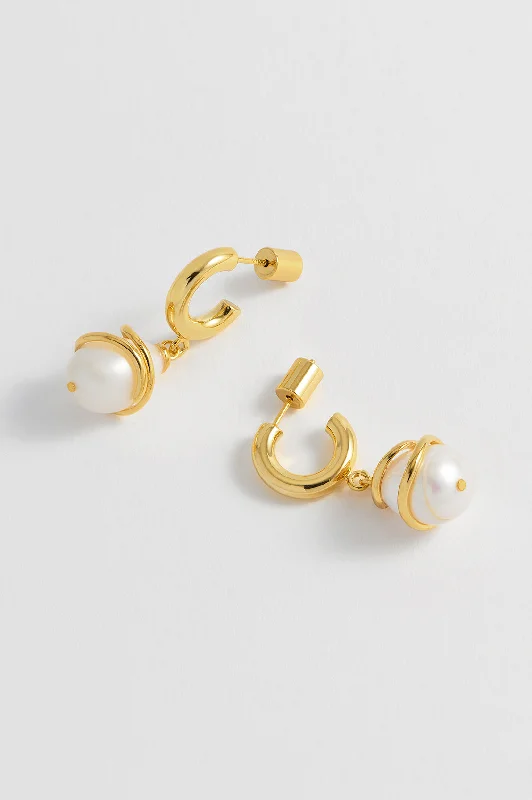 Pearl Wrap Drop Hoops