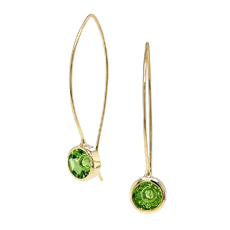 Kreis-Cut Peridot & Yellow Gold Earrings - "Comet"