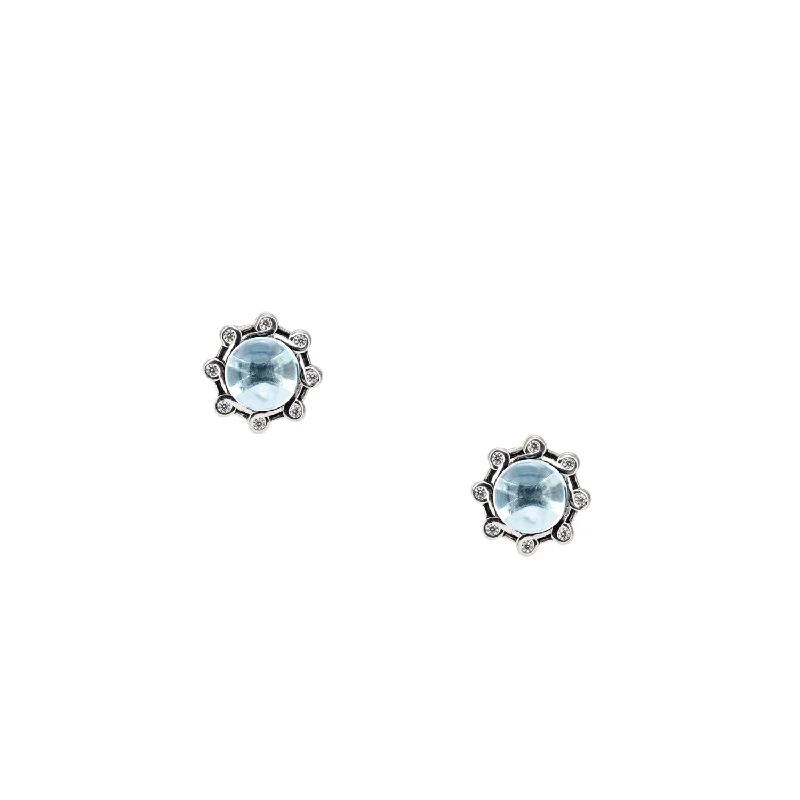 Silver Celestial Stud Earrings - Sky Blue Topaz