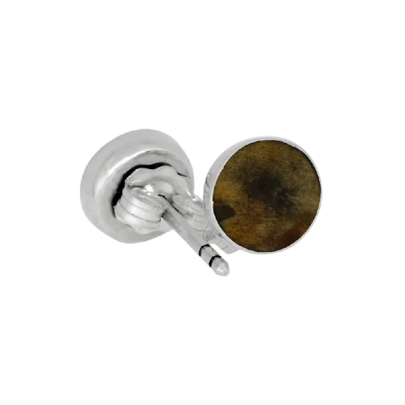 Petrified Wood Stud Earrings in Silver