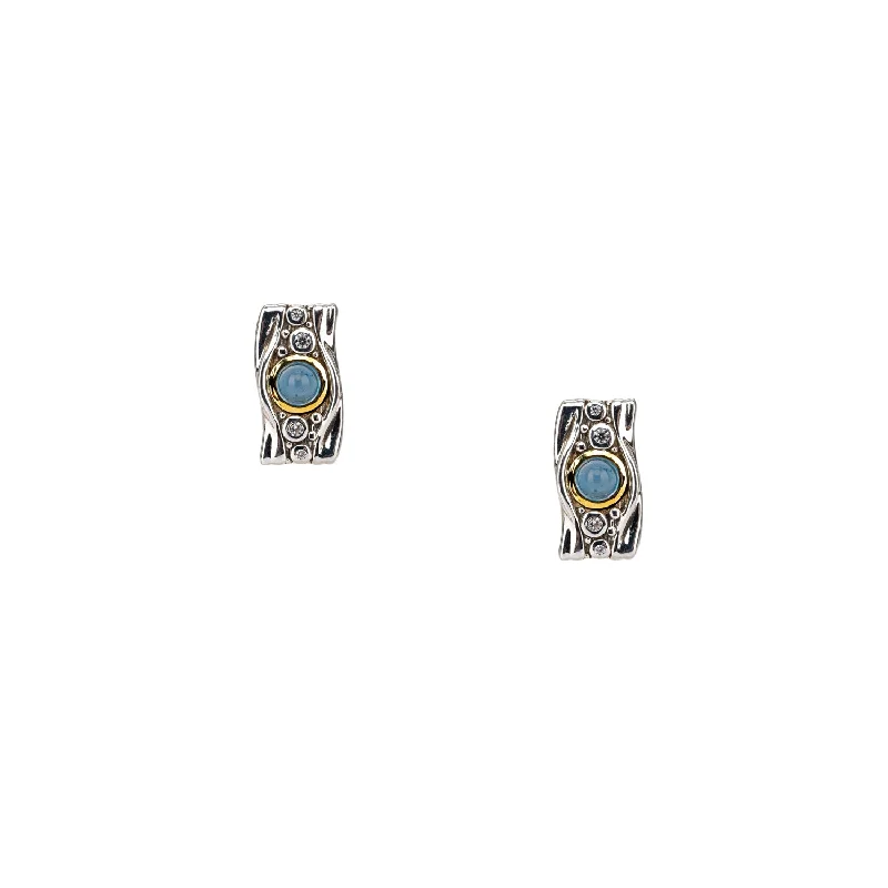 Silver And 10k Gold Rocks 'n Rivers Stud Earrings - London Blue Topaz