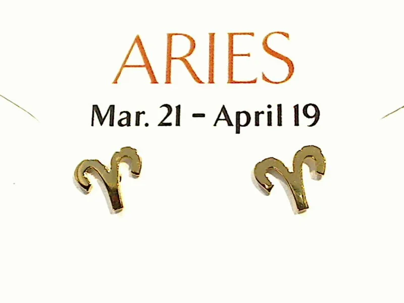 Gold Plated Sterling Aries Zodiac Stud Earrings