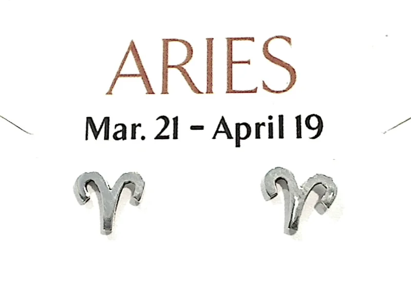 Sterling Silver Aries Zodiac Stud Earrings