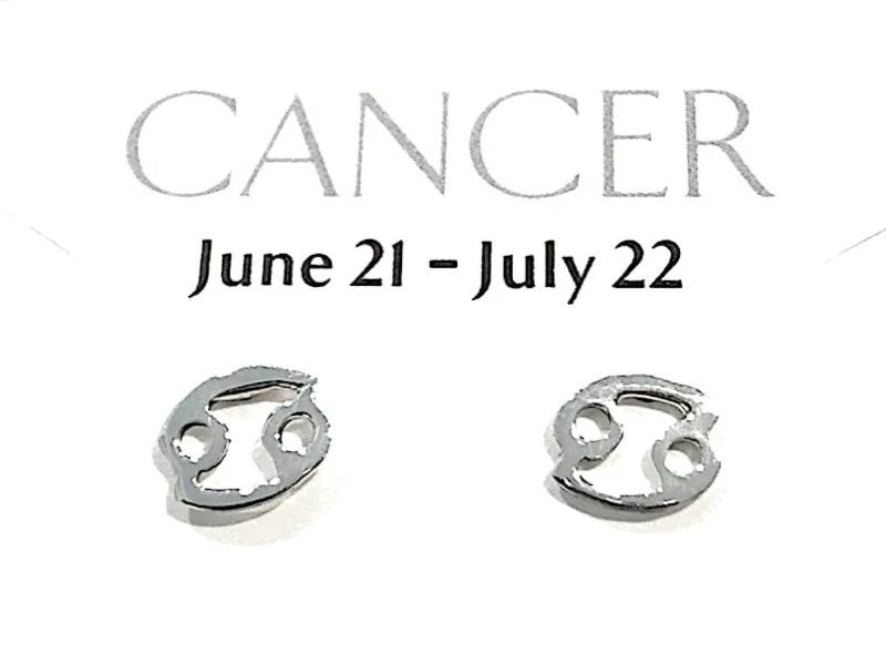 Sterling Silver Cancer Zodiac Stud Earrings