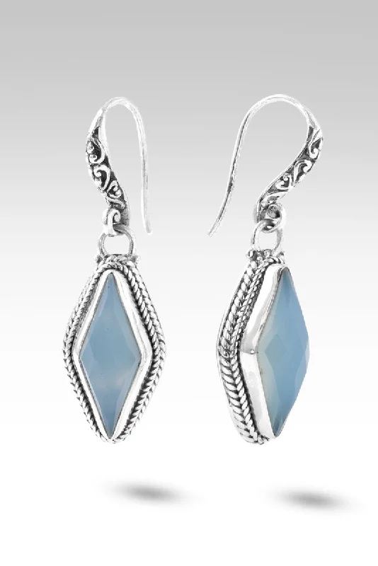 Prayerful Heart Earrings™ in Paraiba Chalcedony