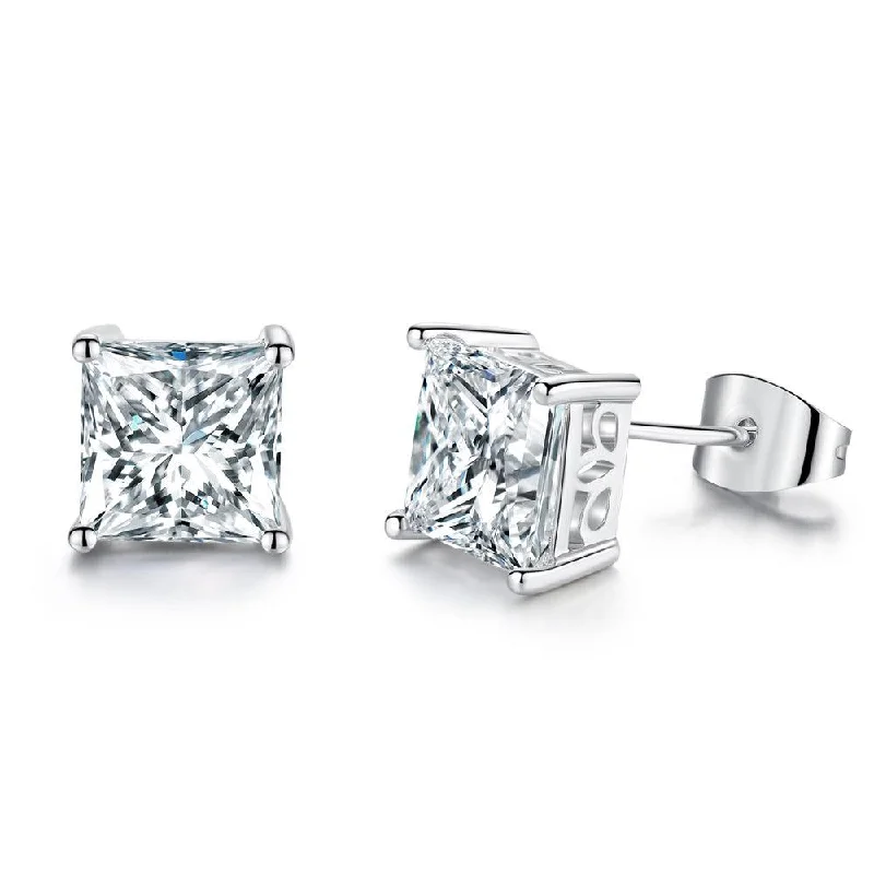 Princess Cut Stud Earrings Cubic Zirconia Stud Earrings Gold Plated