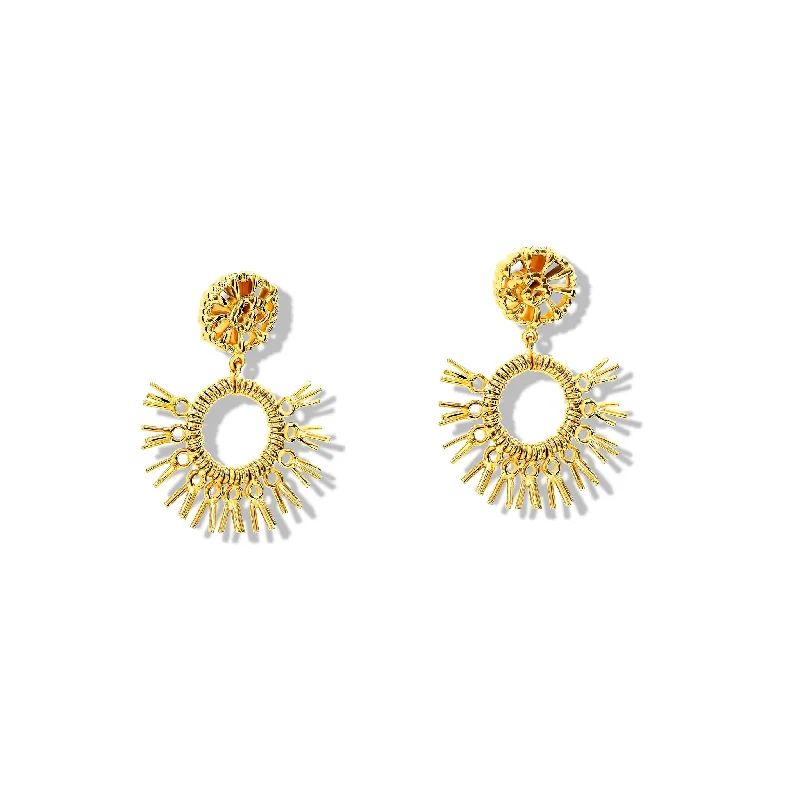 Raffia Double Earrings Yellow Gold