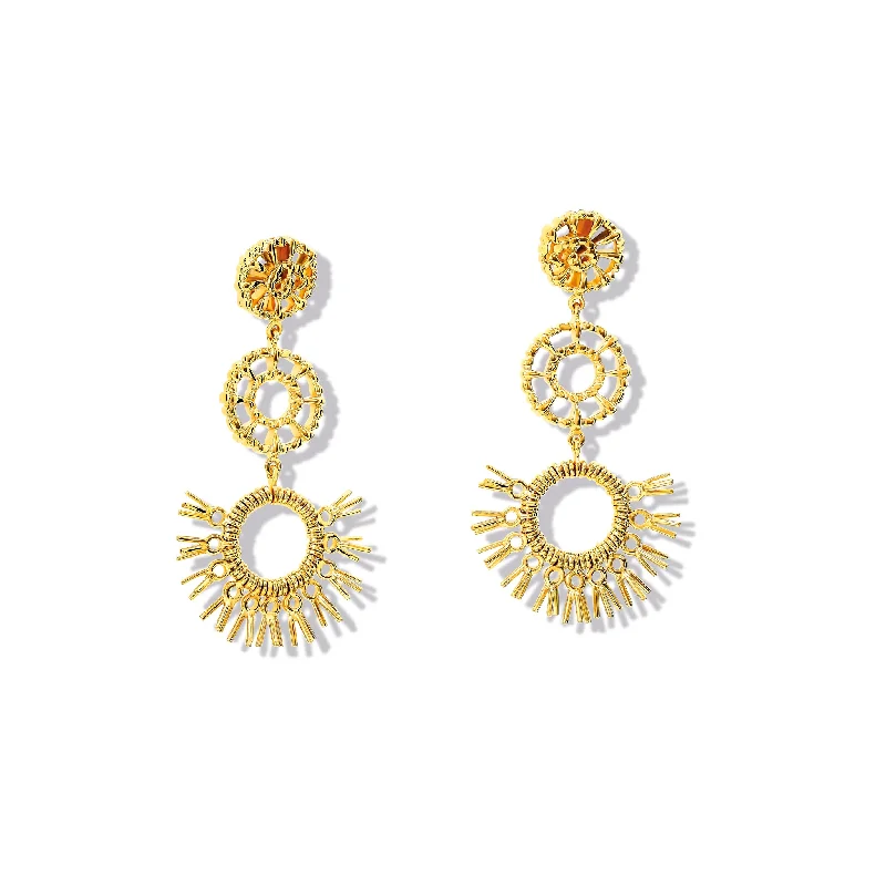 Raffia Triple Earrings Yellow Gold