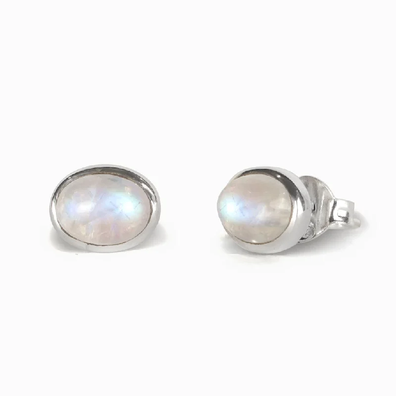 Rainbow Moonstone Stud Earrings