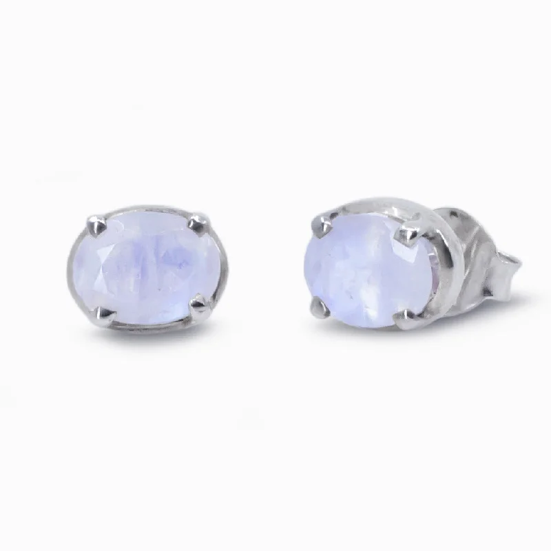 Rainbow Moonstone Stud Earrings