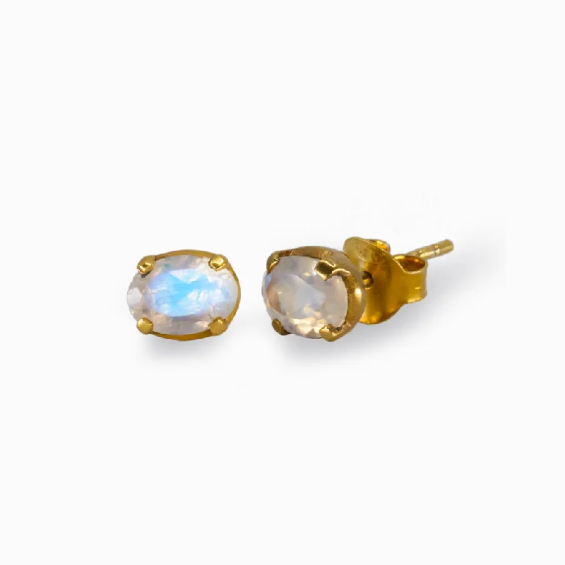 Rainbow Moonstone Stud Earrings