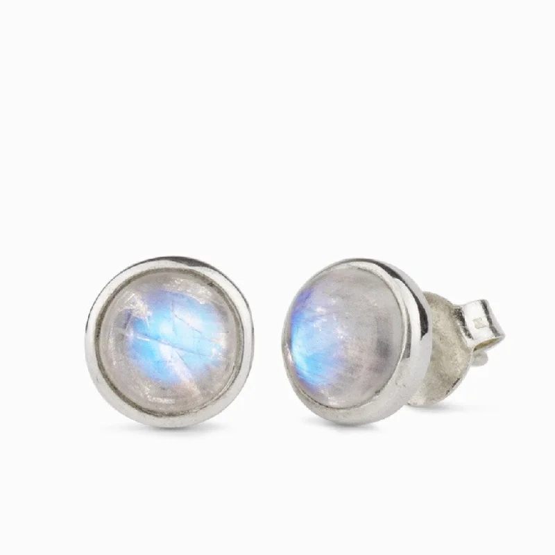 Rainbow Moonstone Stud Earrings