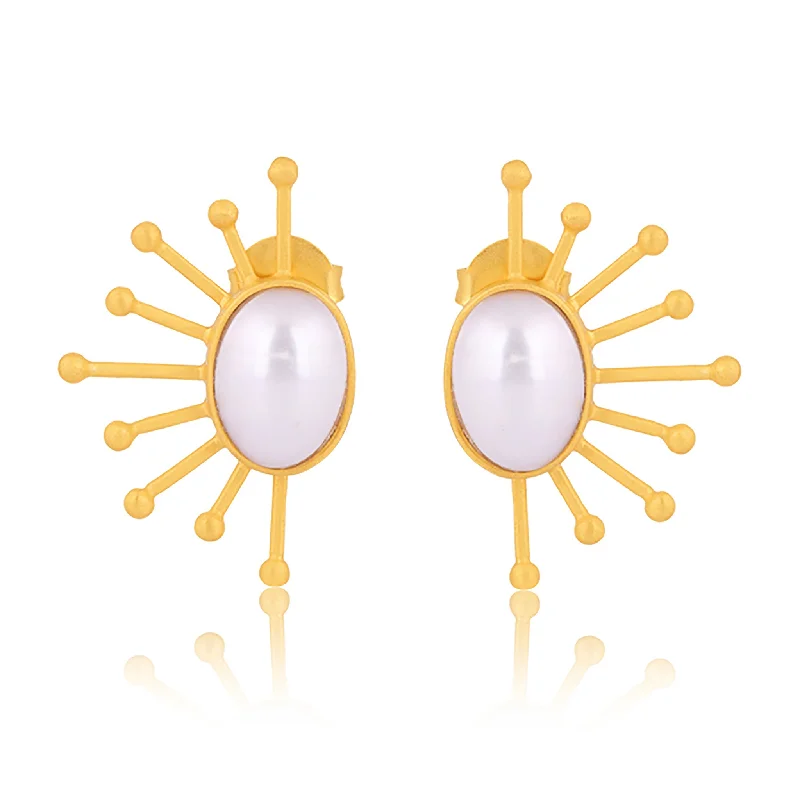 Ray of Sunshine Stud Earrings - Pearl