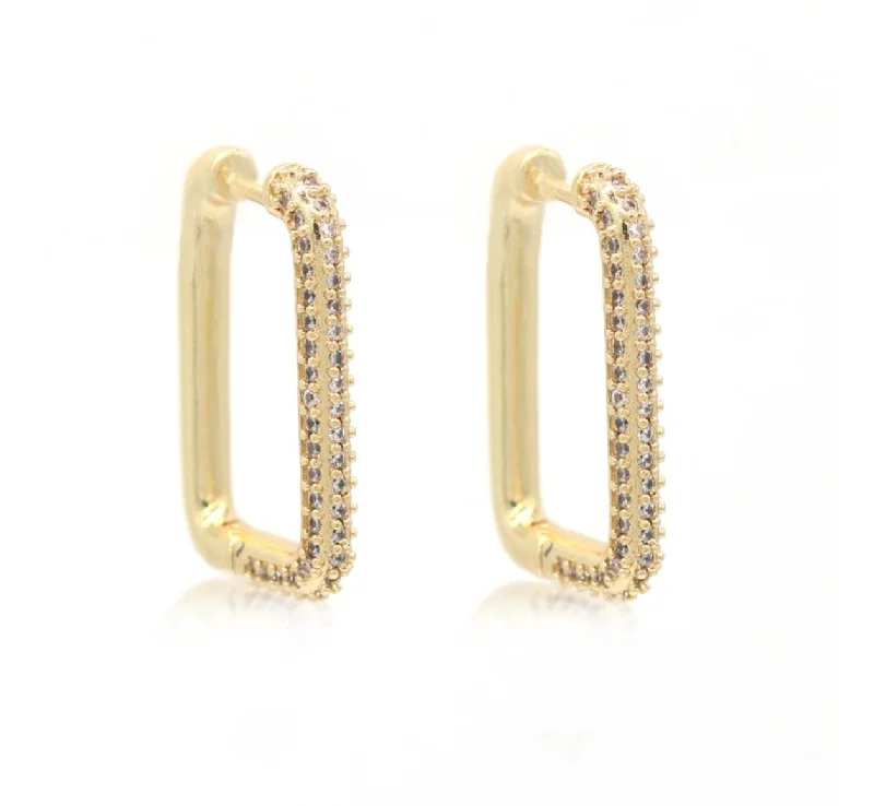 Rectangle Cz Hoop earrings