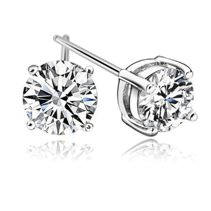 White Gold Cubic Zirconia Stud Earrings