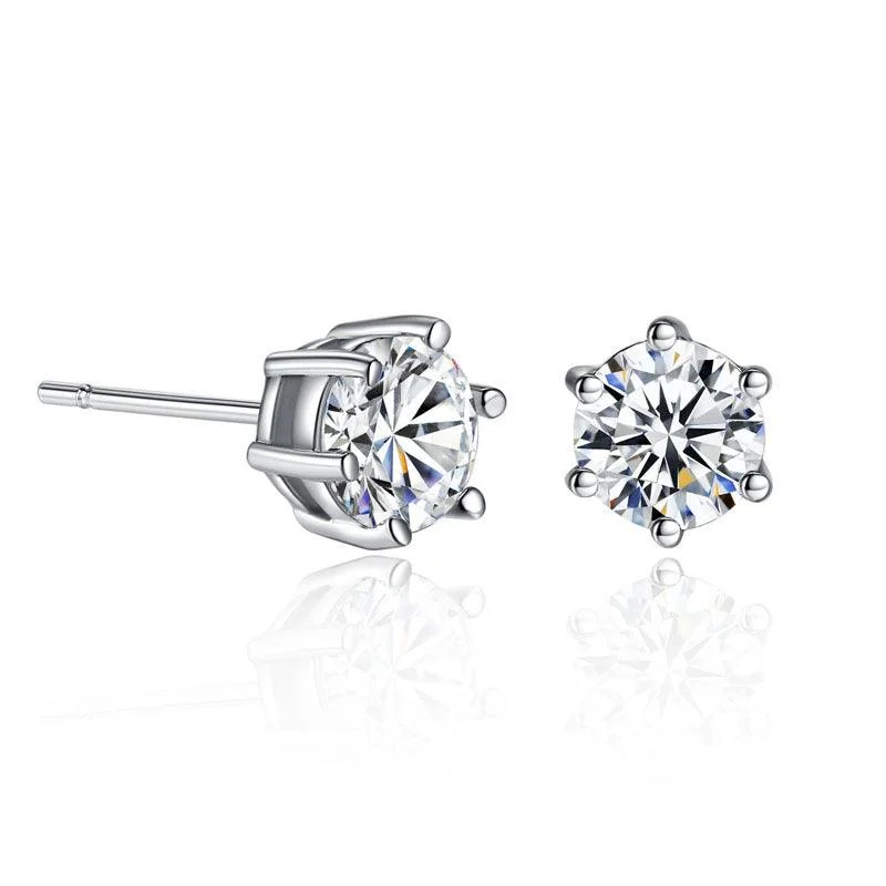 Round Cut Cubic Zirconia Stud Earrings