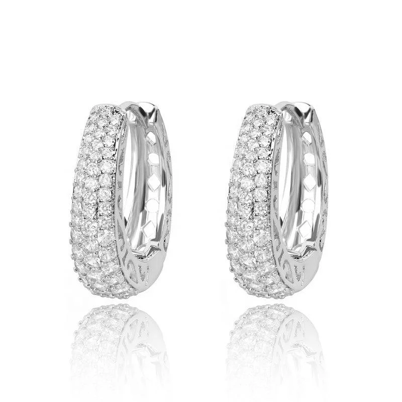 Silver Hoop Earrings with Cubic Zirconia