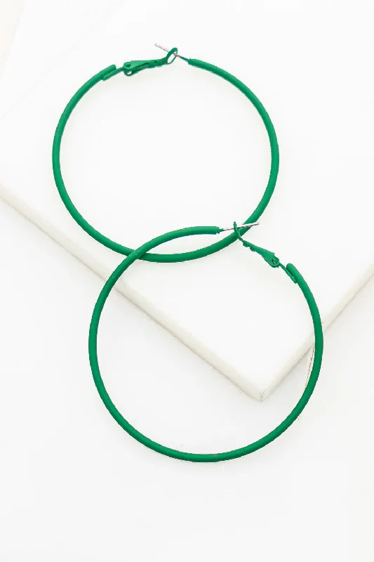 Skinny Green Hoop Earrings