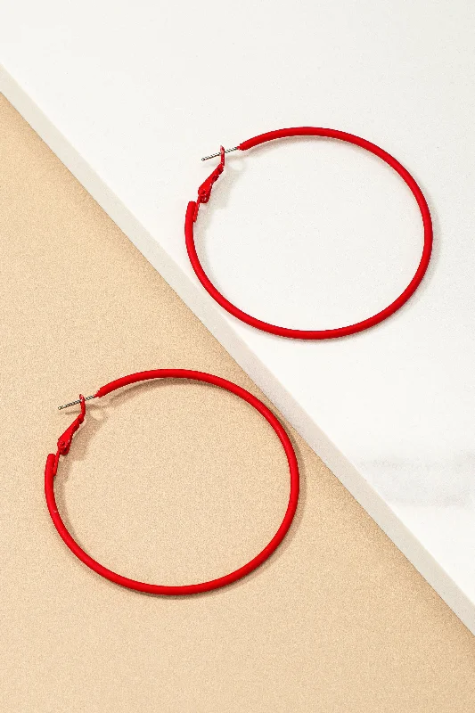 Skinny Red Hoop Earrings