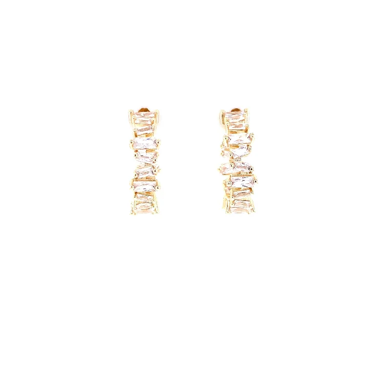 Small Hoop Earrings With Baguette Design