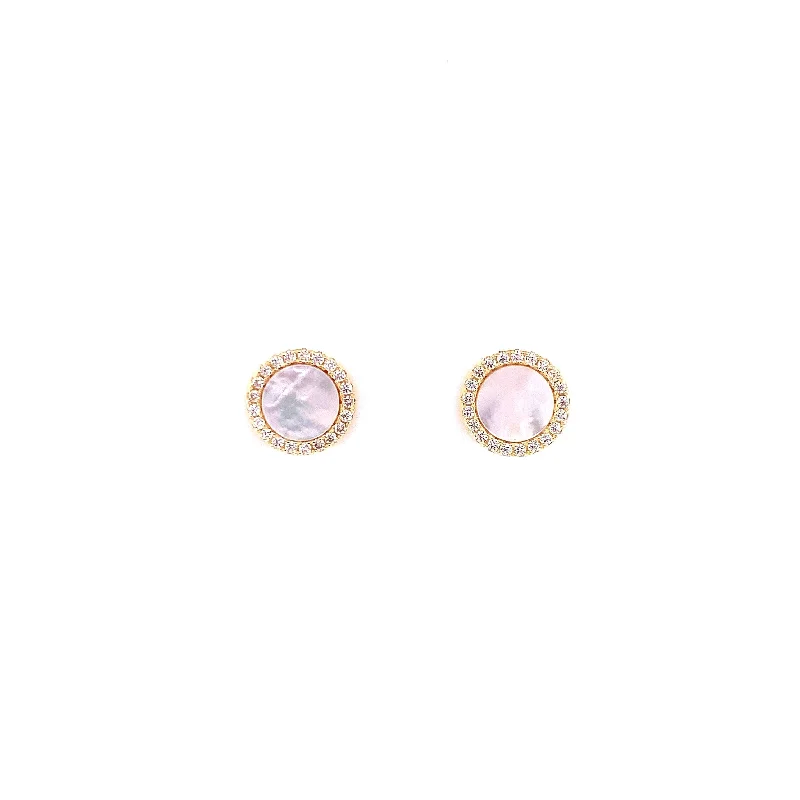 Small Mother of Pearl Earrings with CZ Border