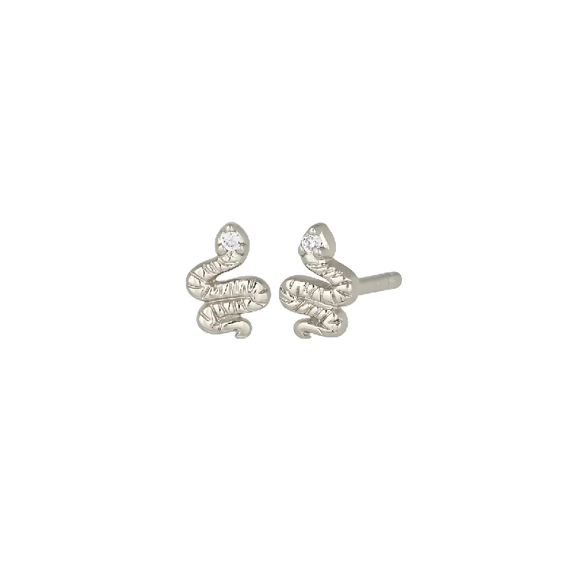 Snake Stud Earrings in Silver