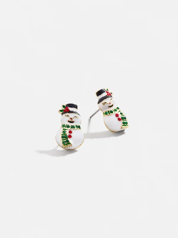 Snowman Stud Earrings - Snowman Delicate Stud Earrings