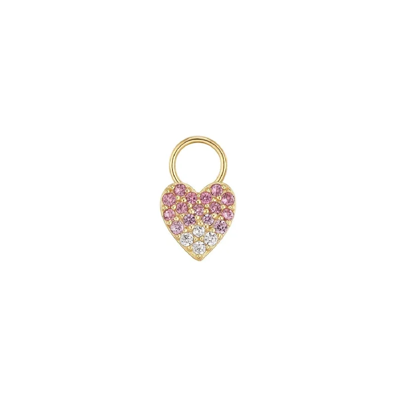 Solid Cz Heart Hoop Charm (Pink Ombre)