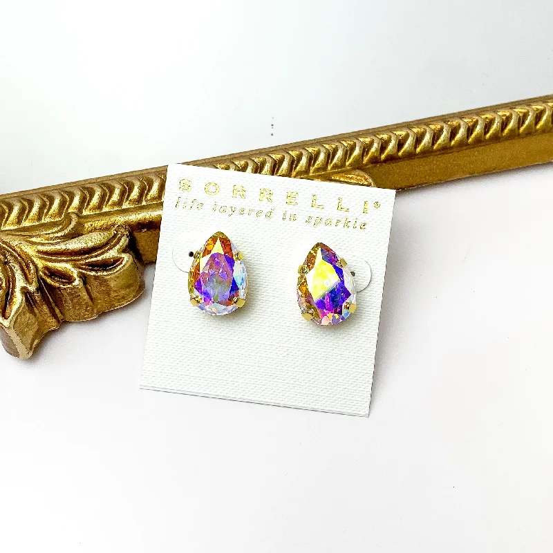 Sorrelli | Eileen Stud Earrings in Bright Gold Tone and Aurora Borealis Crystals