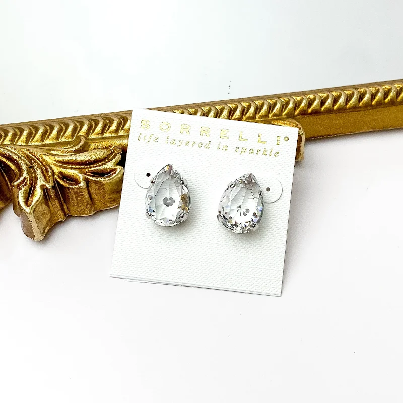 Sorrelli | Eileen Stud Earrings in Palladium Silver Tone and Clear Crystals