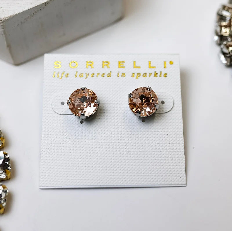 Sorrelli | Round Stud Earrings in Palladium Silver Tone and Snow Bunny