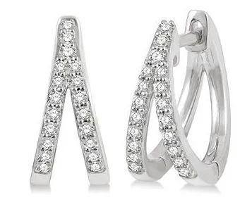 SPLIT PETITE DIAMOND HUGGIE FASHION EARRINGS