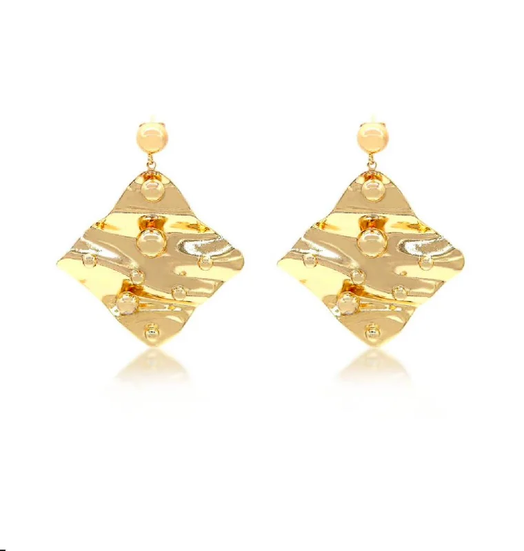 Square Gold Bead Earrings