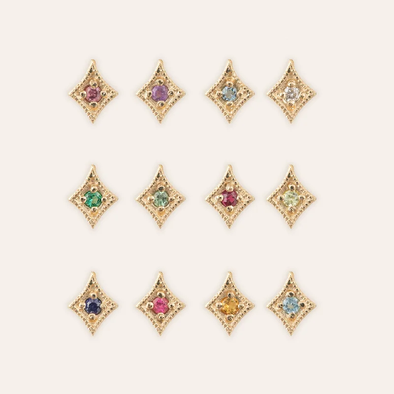 Birthstone Star Stud Earrings