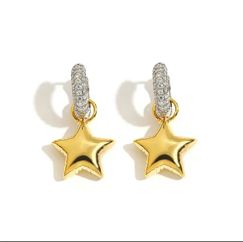 Star Balloon CZ Hoop Earrings