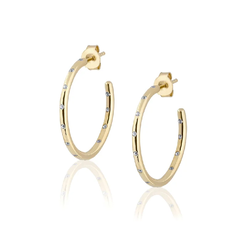 14K Yellow Gold Overlay Sprinkle Hoop Earrings