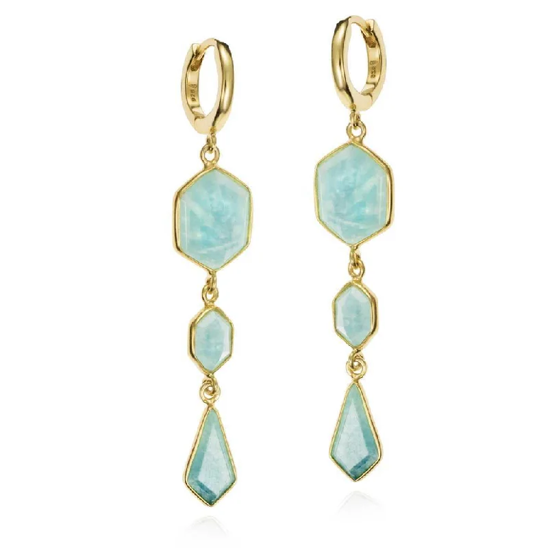 18K Yellow Gold Vermeil Amazonite Dangle Earrings