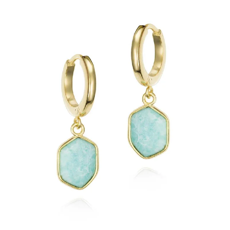 18K Yellow Gold Vermeil Amazonite Dangle Earrings