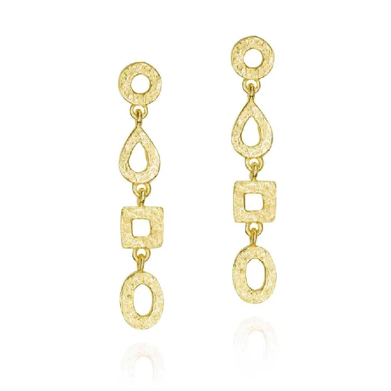 18K Yellow Gold Vermeil Geometric Dangle Earrings