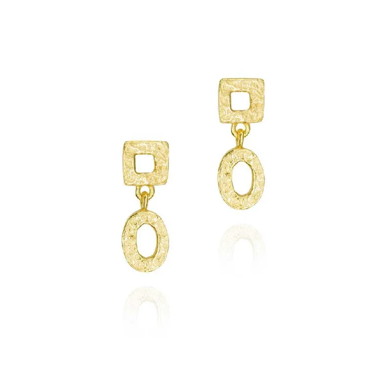 18K Yellow Gold Vermeil Geometric Dangle Earrings