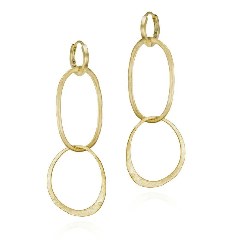 18K Yellow Gold Vermeil Oval Dangle Earrings