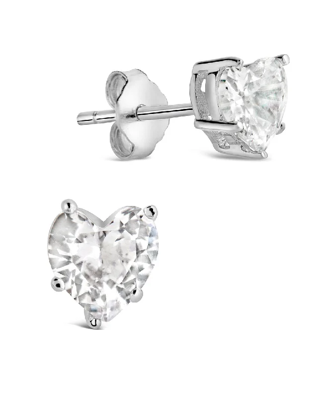 Sterling Silver 5mm Heart CZ Stud Earrings