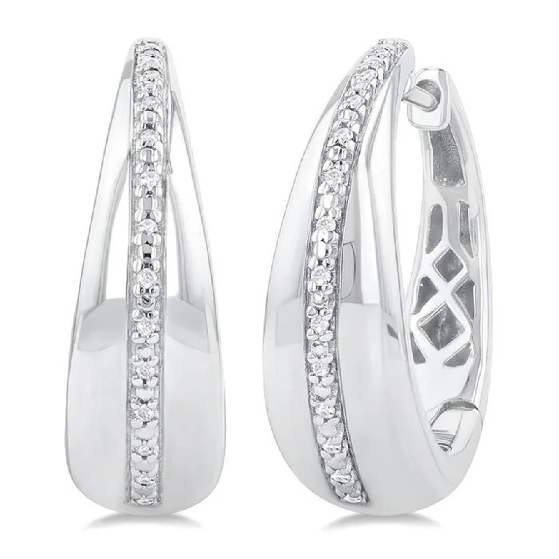 Sterling Silver Bold Diamond Hoop Earrings