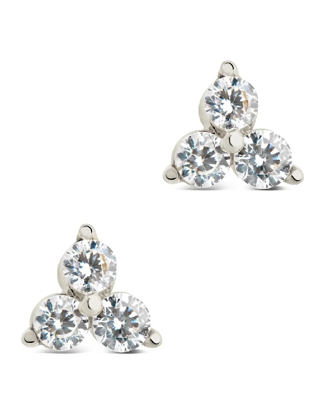 Sterling Silver CZ Pyramid Stud Earrings