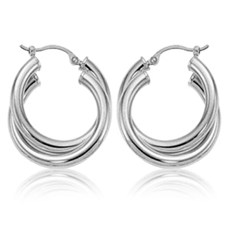 Sterling Silver Double Tube Hoop Earrings