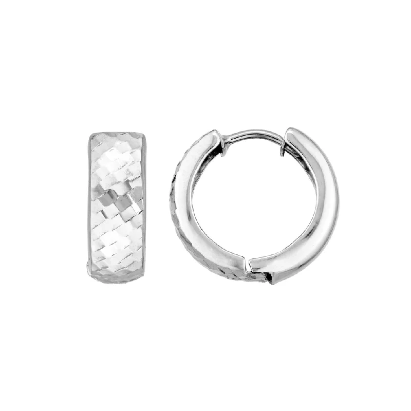 Sterling Silver Marquise Diamond Cut Huggies