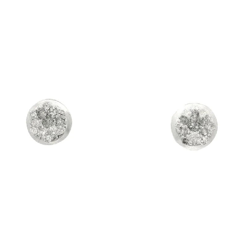 Sterling Silver Natural Diamonds Cluster Earrings