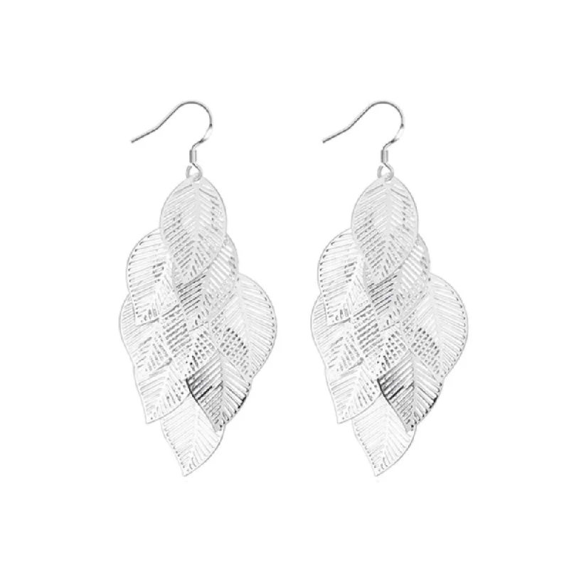 Silver Leaf Dangle Earrings