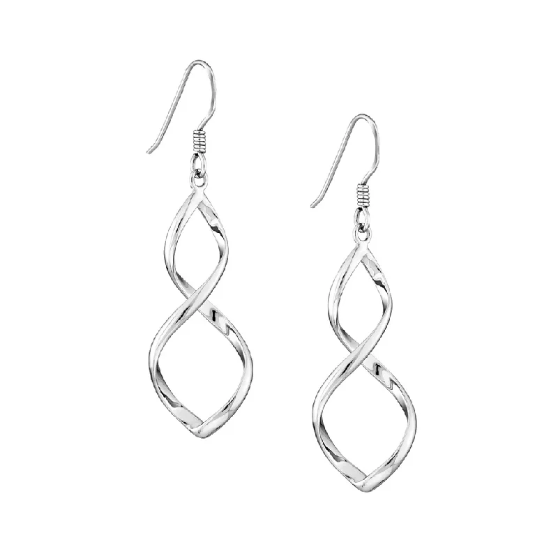 Sterling Silver Swirl Drop Shepherd Hook Earrings